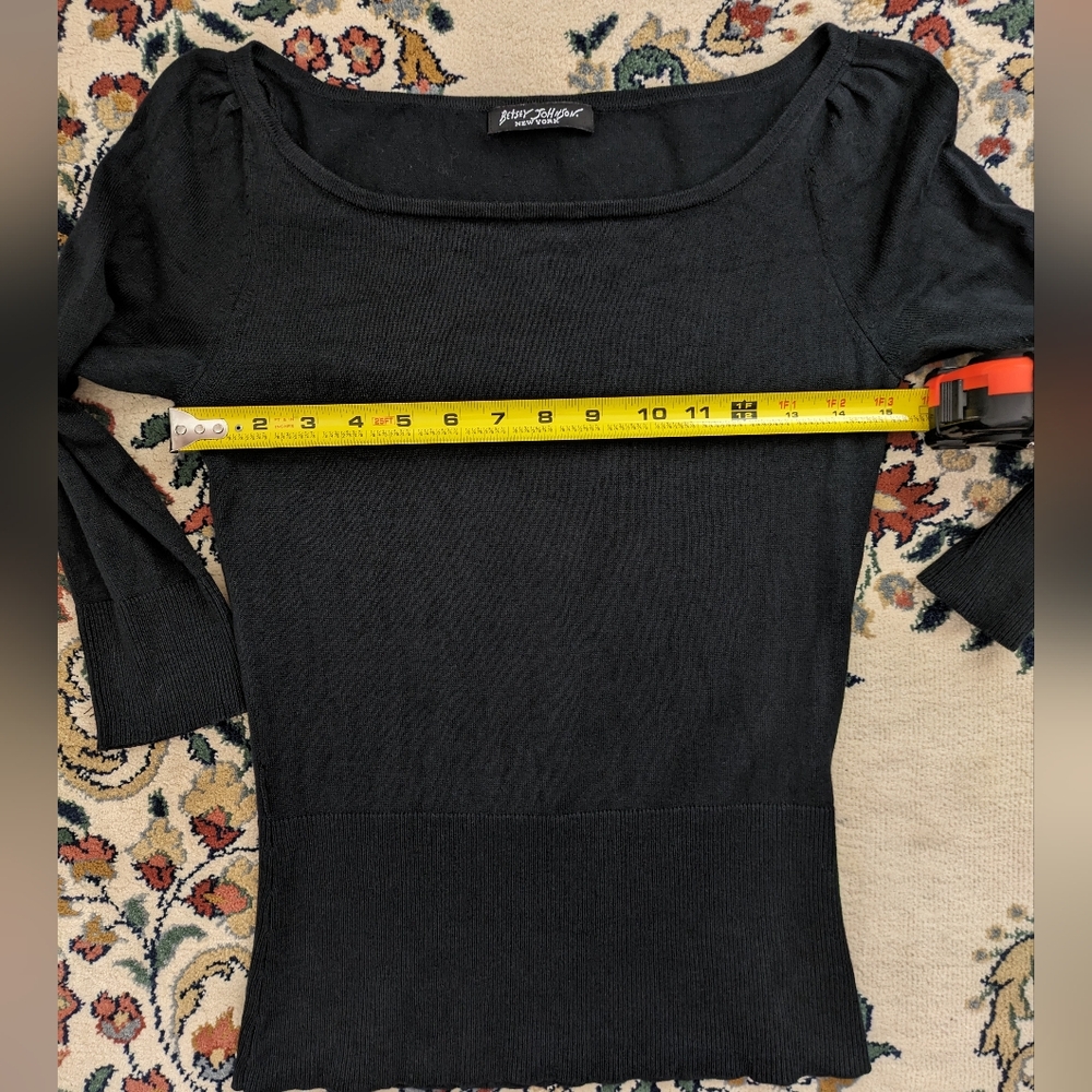 Vintage 90's Y2K, Betsey Johnson, Silk Blend, Black ribbed blouse, Small No Belt